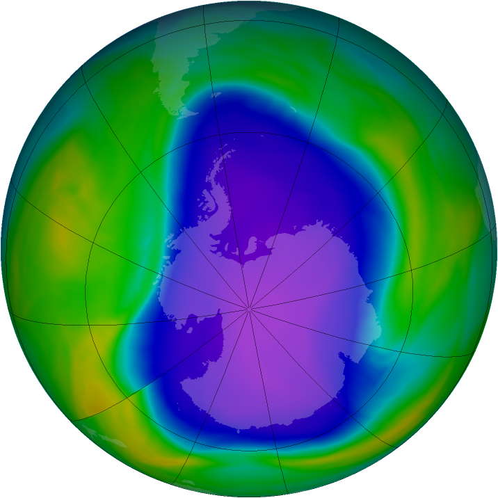 Antarctic ozone map for 09 October 2006